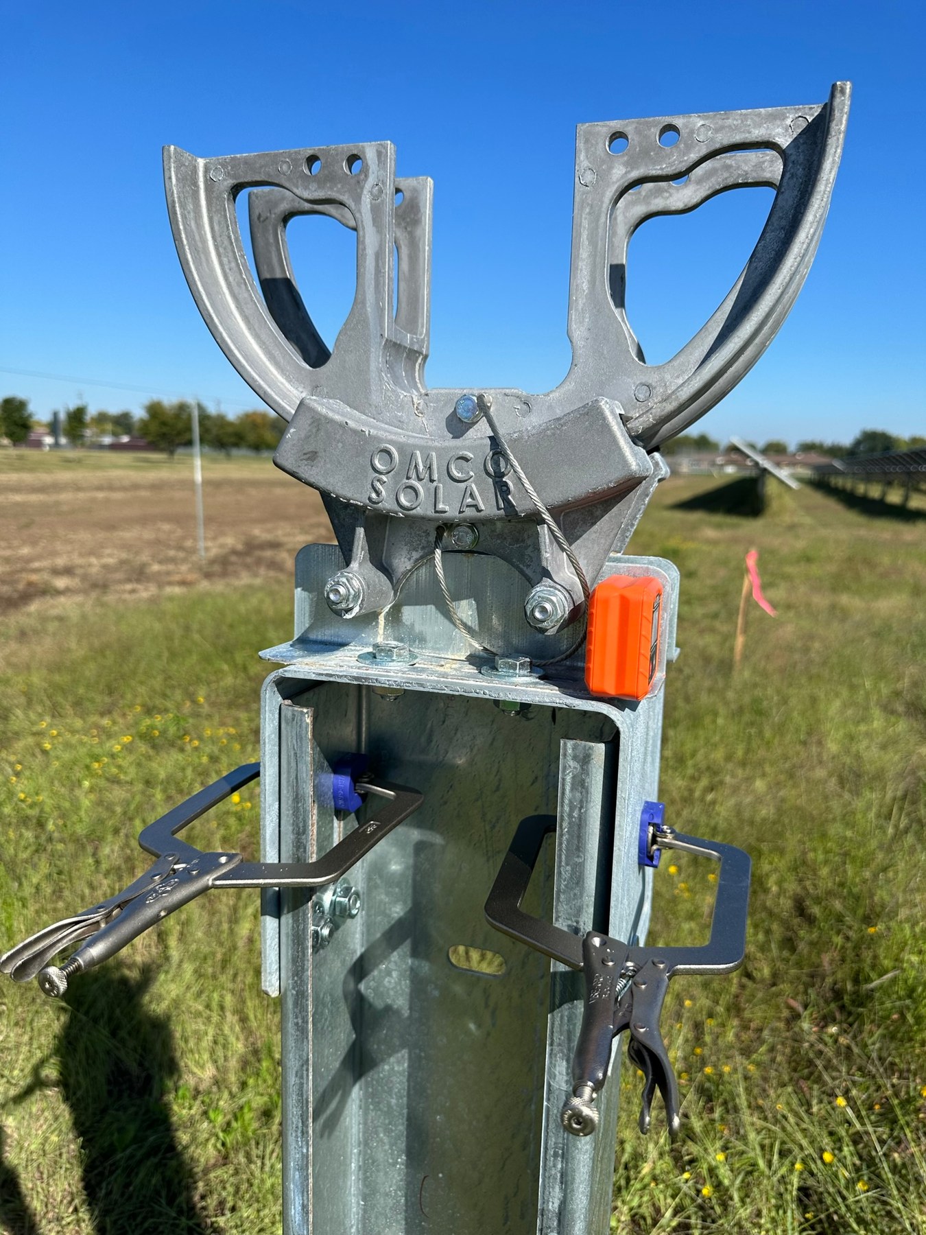 Close view of solar racking hardware at Havana CDCS